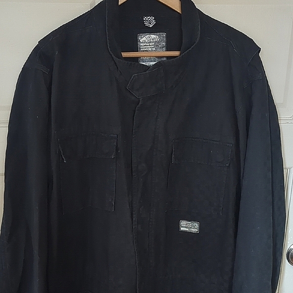 Vans Cotton Men’s Jacket Chore Coat Black Checkerboard Denim With Pockets XL - Picture 2 of 8